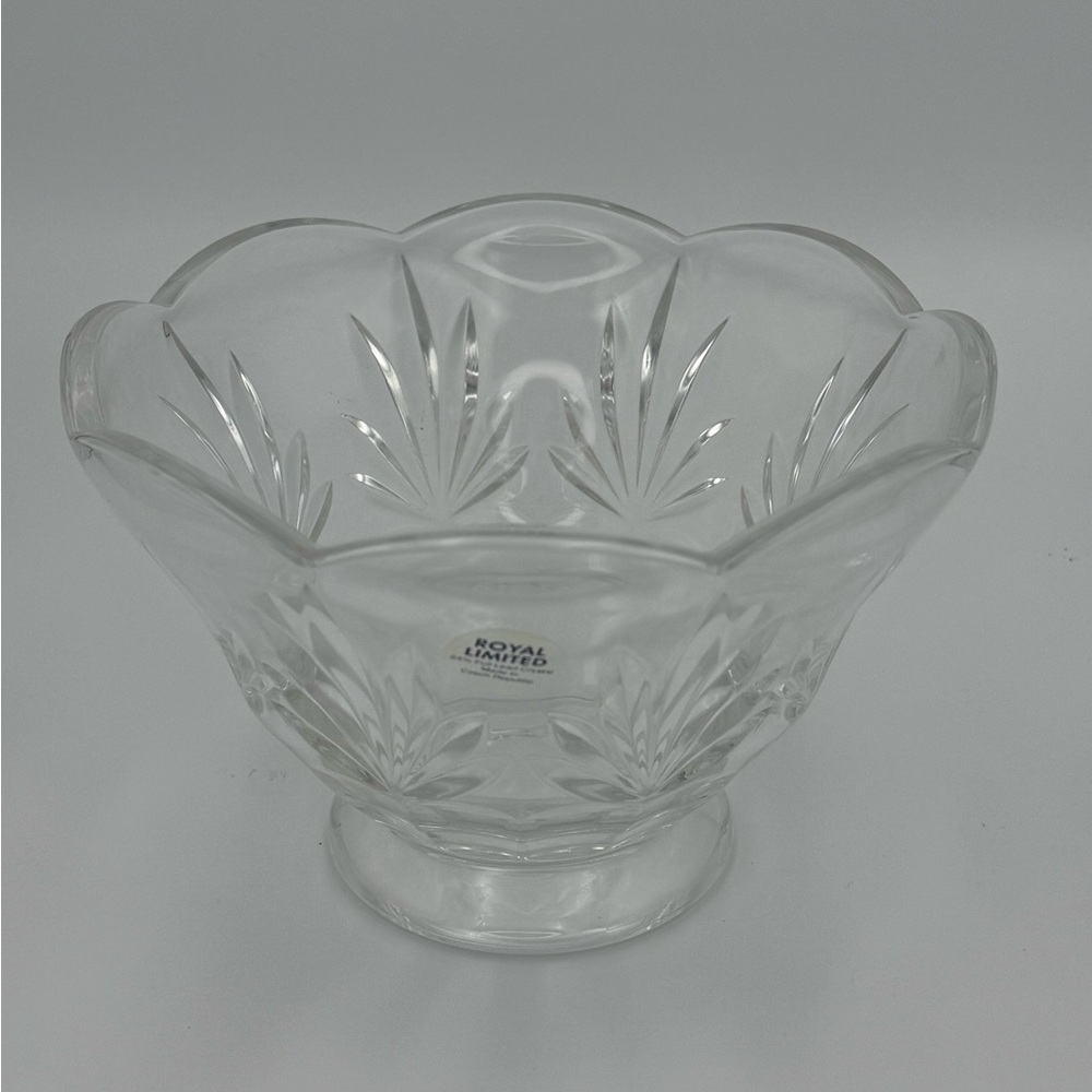 Royal Limited 24% lead crystal clear glass compote tulip bowl – discontinued